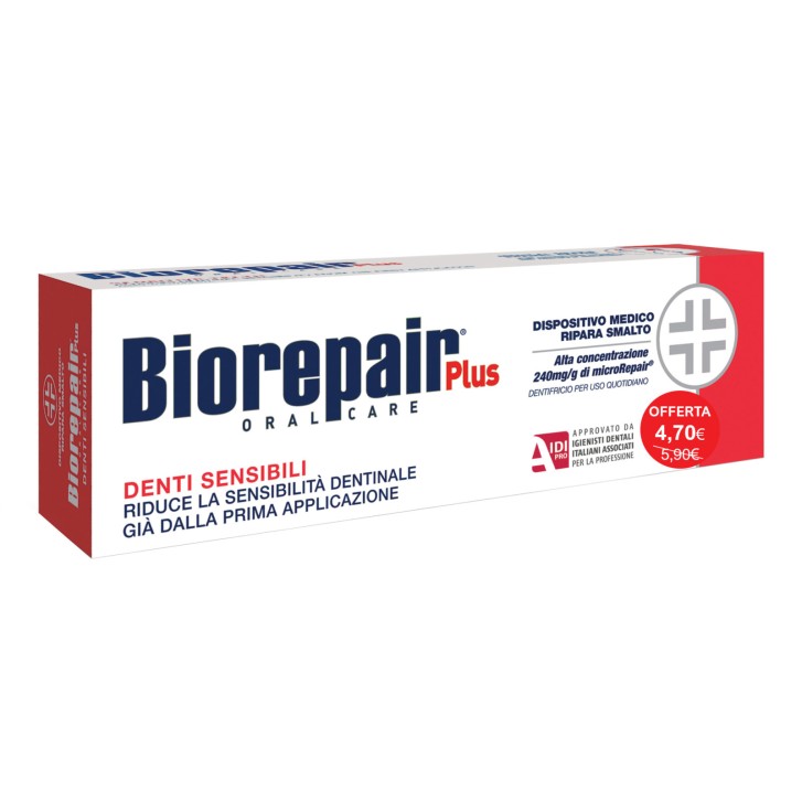 BIOREPAIR PLUS Dentifricio Denti Sensibili Ripara Smalto con MicroRepair 75 ml - BIOREPAIR