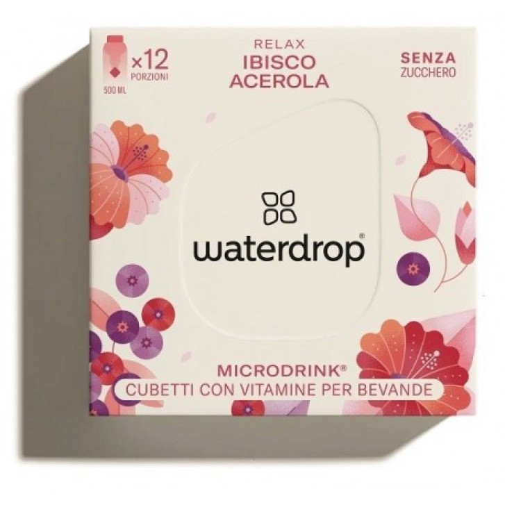 Waterdrop Relax Integratore Effervescente Ibisco e Acerola Senza Zucchero 12 Cubetti -