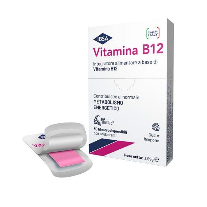 Vitamina B12 500mcg Integratore 30 Film Orodispersibili Lampone Senza Glutine Vegano - Ibsa