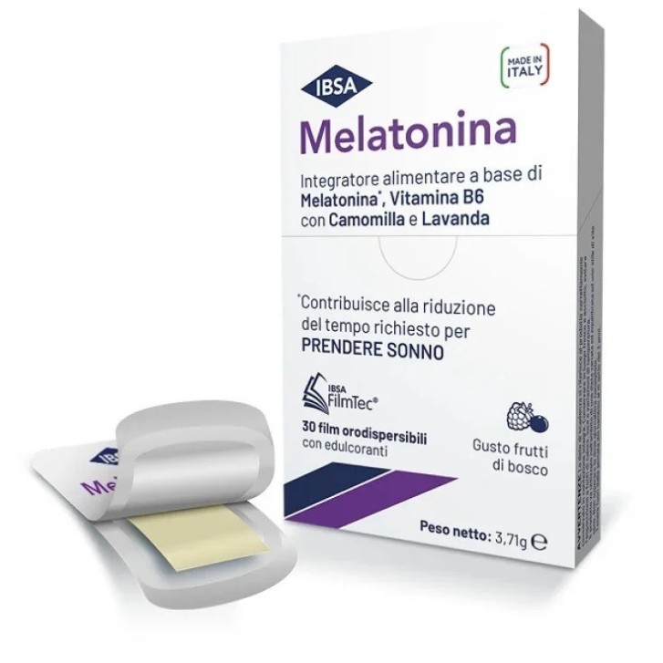 Melatonina 1mg Integratore 30 Film Orodispersibili Senza Glutine Frutti di Bosco - IBSA