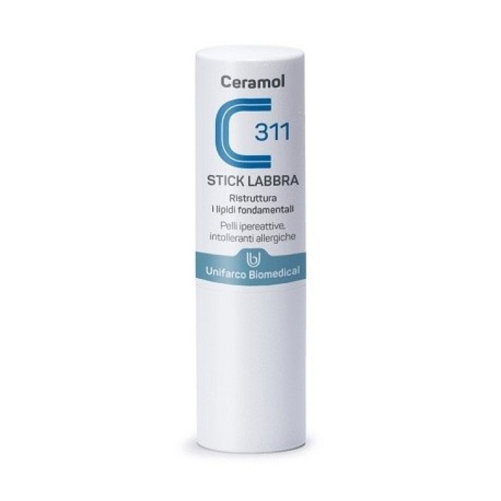 Ceramol 311 Stick Labbra Ristrutturante Lenitivo per Pelli Sensibili Senza Profumo - Unifarco
