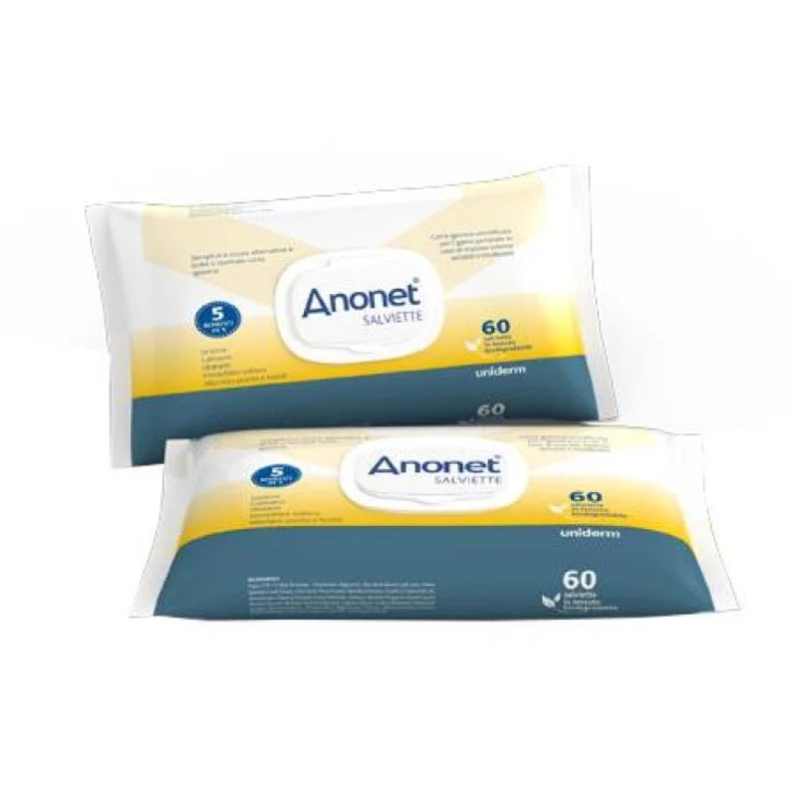 Salviette Igiene Intima Biodegradabili Tripla Azione 60 pezzi - Anonet