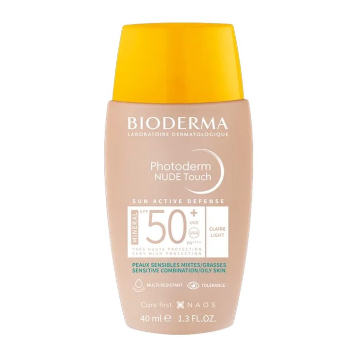 Photoderm Nude Touch Protezione Solare Viso Minerale SPF50+ Chiaro Opacizzante - Bioderma