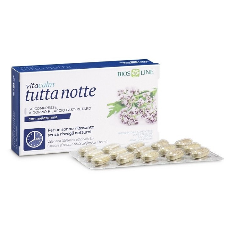 Vitacalm Tutta Notte Integratore Melatonina Rilascio Graduale 60 Compresse - Bios Line
