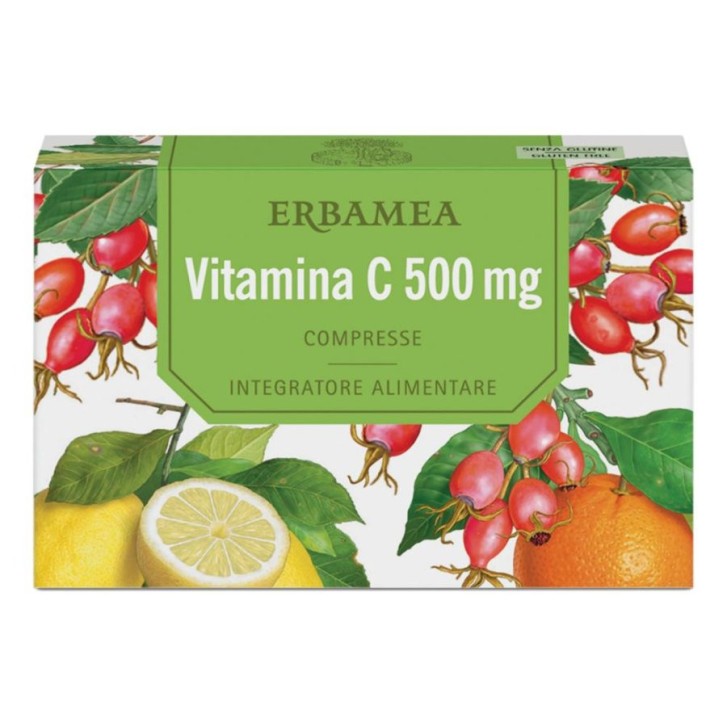 Vitamina C 500mg Integratore Antiossidante Immunità 24 Compresse Senza Glutine - Erbamea