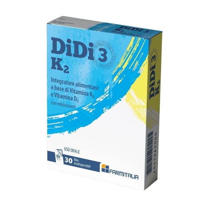 Didi3 K2 Integratore Vitamina K2 e D3 Senza Glutine 30 Film Orodispersibili - Farmitalia