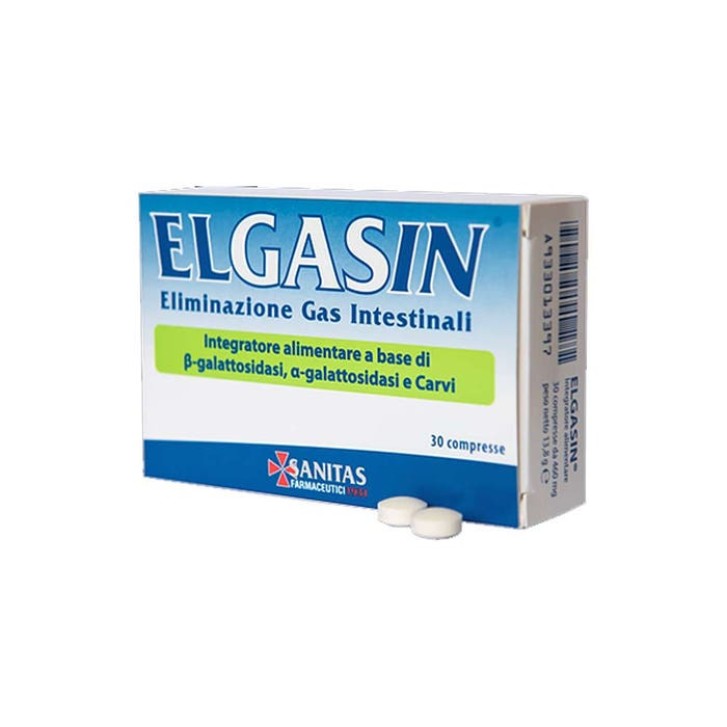 Elgasin Integratore Elimina Gas Intestinali Senza Glutine e Lattosio 30 Compresse - Sanitas