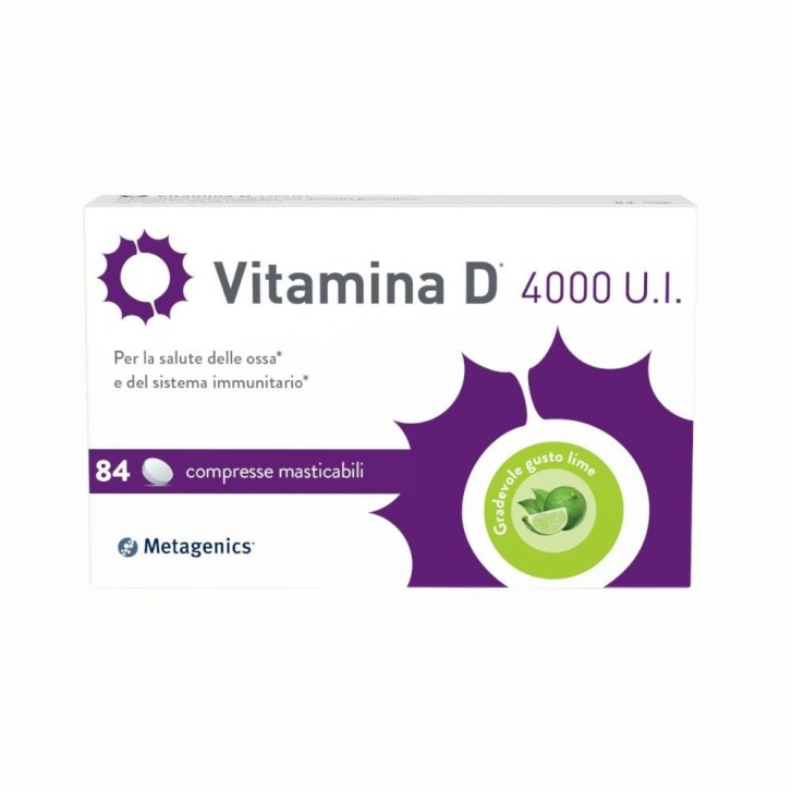 Vitamina D3 4000 UI Integratore 84 Compresse Masticabili Gusto Lime - Metagenics