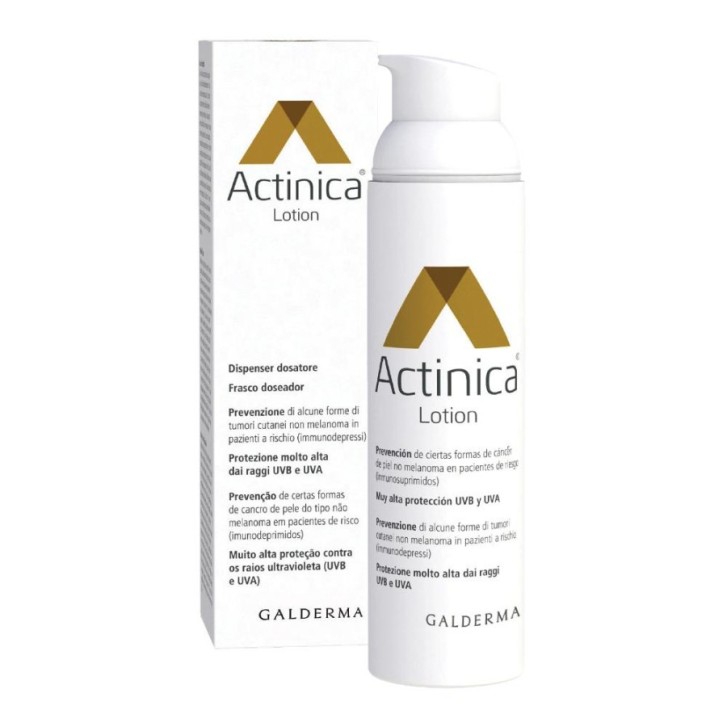 Actinica Lozione Solare Protezione UVA UVB Pelli Sensibili Resistente all\'Acqua 80ml - Galderma