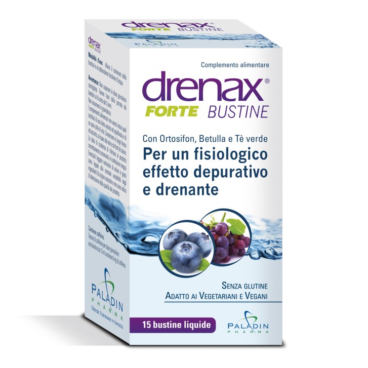 Drenax Forte Integratore Drenante al Mirtillo Senza Glutine 15 Stick da 15ml - Paladin Pharma