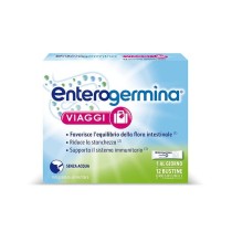 Probiotico per Viaggi 12 Bustine Orosolubili Gusto Fragola con Vitamine - Enterogermina
