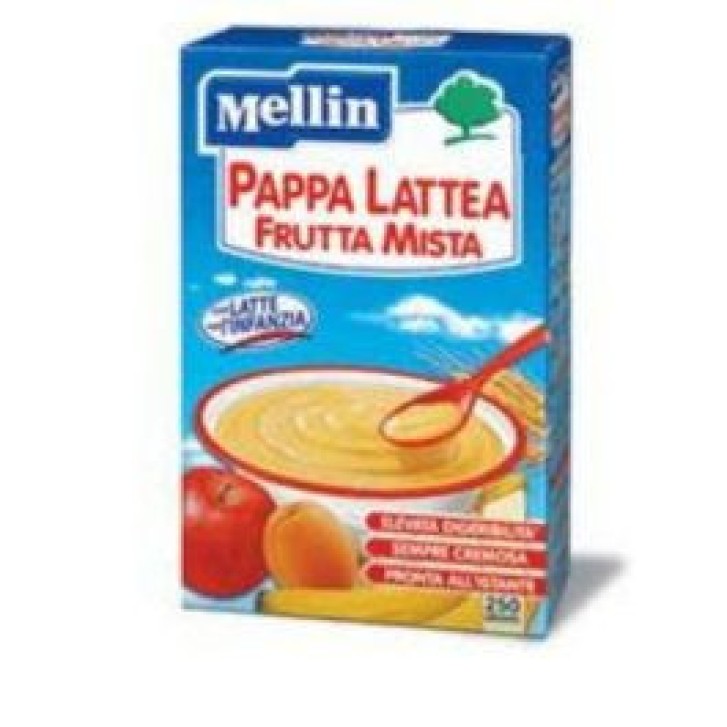Pappa Lattea Frutta Mista 250g per Bambini 6+ Mesi con 9 Vitamine - Mellin