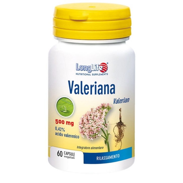 Valeriana 500mg Integratore Sonno Senza Glutine Vegano 60 Capsule - LongLife