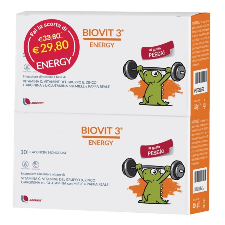 BIOVIT 3 ENERGY Integratore Energetico Senza Glutine e Lattosio 20 Flaconcini - Laborest