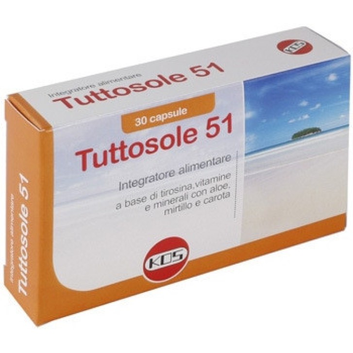 Tuttosole Integratore Antiossidante Senza Glutine Lattosio Zucchero 51 Capsule - Kos