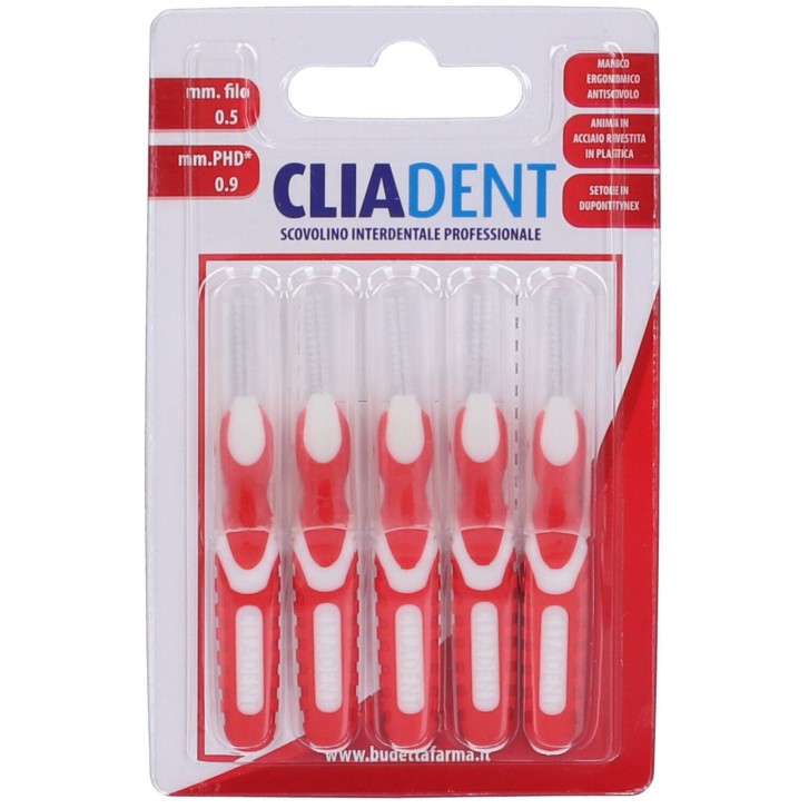 Scovolino Interdentale 0,9 mm Setole Morbide Manico Ergonomico 5 Pezzi - Budetta Farma