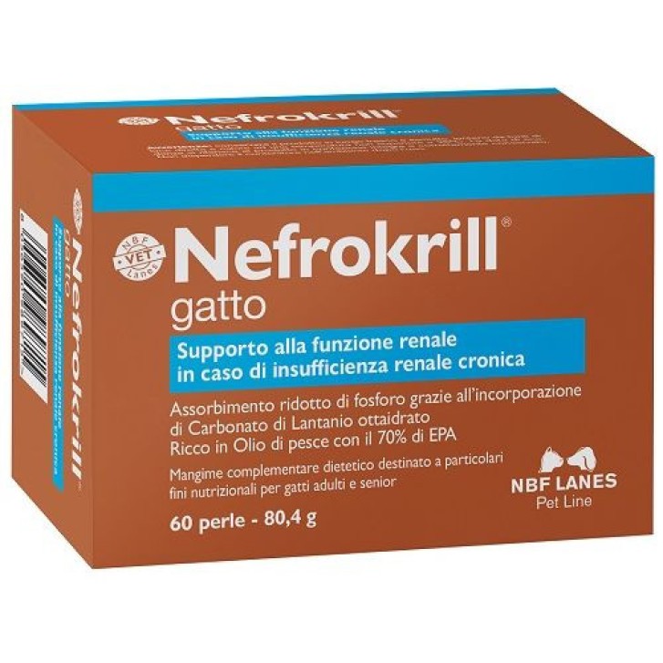 Integratore Renale per Gatti con Omega-3 Supporto Funzione Renale 60 Perle - Nefrokrill