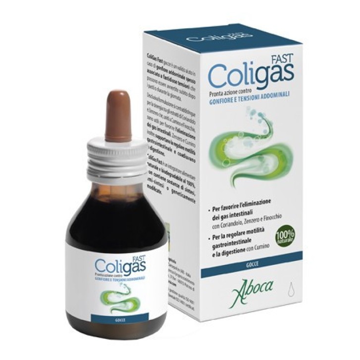 Coligas Fast Integratore Naturale Gocce per Gonfiore e Tensioni Addominali 75ml - Aboca