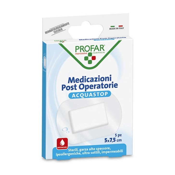 Medicazione Post Operatoria Acquastop Ipoallergenica Impermeabile 5x7,5cm 5pz - Profar