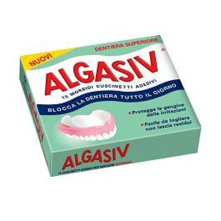 Adesivi per Dentiera Superiore Naturali Inodore e Insapore 15 Cuscinetti - Algasiv