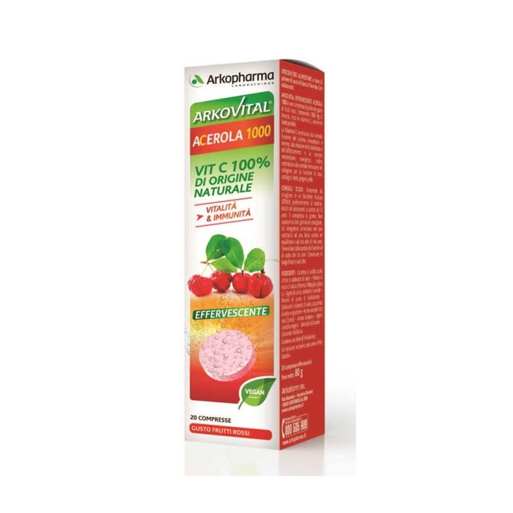 ArkoVital Acerola 1000 Integratore Vitamina C Naturale 20 Compresse Effervescenti - Arkopharma