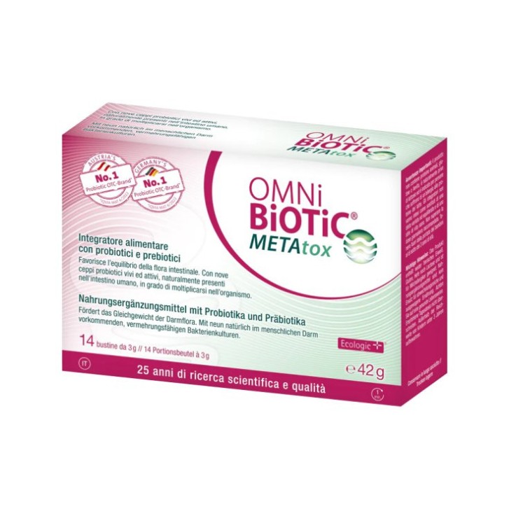 METATOX MX Integratore Probiotico e Prebiotico Vegano Senza Glutine 14 Bustine - OMNi-BiOTiC