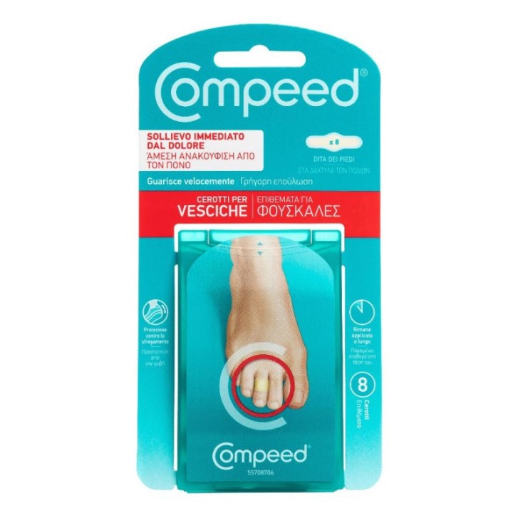 Cerotti Idrocolloidali per Vesciche Dita dei Piedi Impermeabili 8 pezzi - Compeed