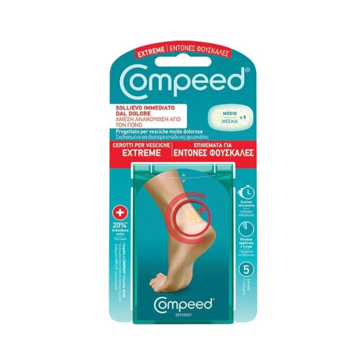 Cerotti per Vesciche Extreme Idrocolloidali Impermeabili 5 pezzi 4,2x6,8cm - Compeed