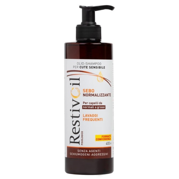 Olio Shampoo Sebo-normalizzante Fisiologico senza Schiumogeni Irritanti 400ml - Restivoil