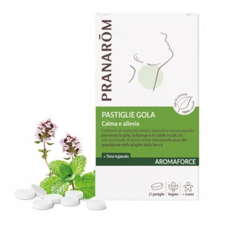 Aromaforce Gola Pastiglie Masticabili Lenitive e Antisettiche Vegane 21 pz - Pranarôm