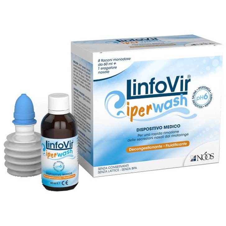 LinfoVir Soluzione Salina Ipertonica Decongestionante Nasale 8x60ml con Erogatore