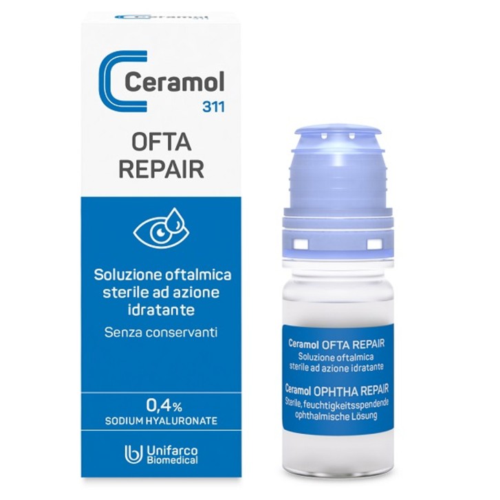 CERAMOL OFTA REPAIR Soluzione Oftalmica Idratante Sodio Ialuronato 0,4% 10ml - UNIFARCO