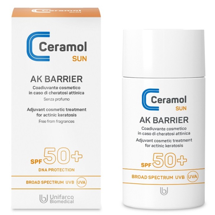 AK BARRIER Protezione Solare SPF 50+ Antiossidante per Cheratosi Attinica - CERAMOL