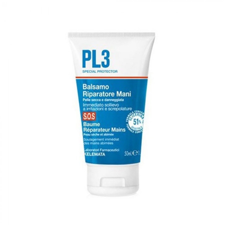 Balsamo Riparatore Mani SOS con Glicerina Vegetale e Acido Ialuronico 50ml - PL3