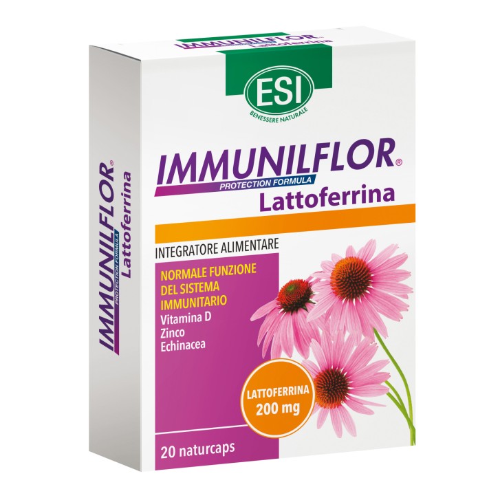 Integratore Lattoferrina Echinacea Vitamina D Zinco Senza Glutine 20 Capsule - IMMUNILFLOR