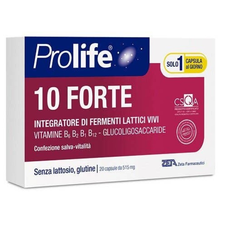 PROLIFE 10 Forte Integratore Probiotici e Vitamine B 10 Miliardi 20 Capsule - PROLIFE