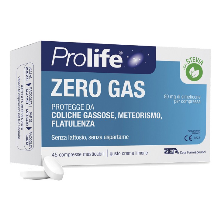 Zerogas Integratore per Gas Intestinale 45 Compresse Masticabili Senza Lattosio - Prolife