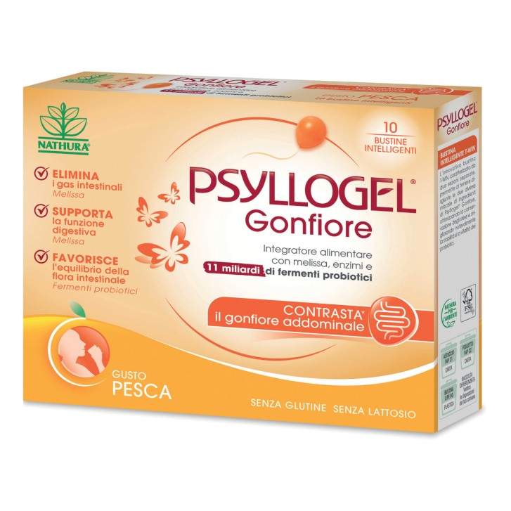 Integratore Probiotico Gonfiore e Digestione 10 Bustine Gusto Pesca - PSYLLOGEL
