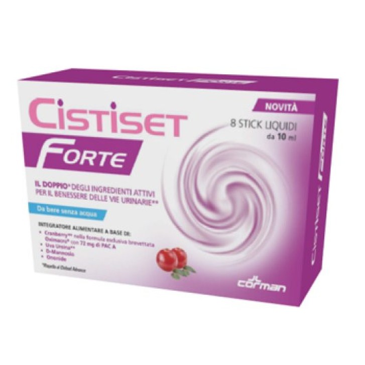 CISTISET FORTE Integratore Vie Urinarie con Cranberry e Uva Ursina 8 Stick 10ml - CORMAN