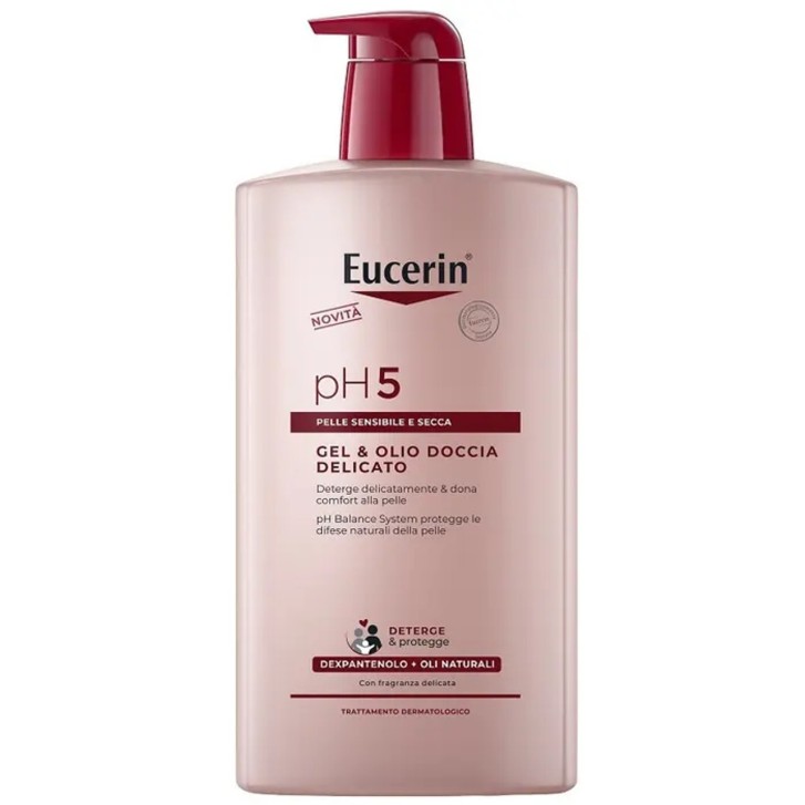 Gel e Olio Doccia Delicato pH 5 Formula Nutriente e Rigenerante 1L - Eucerin
