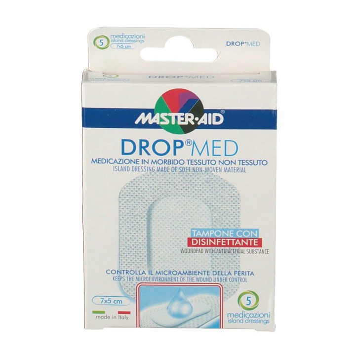 DROP MED Medicazione Traspirante con Clorexidina Ipoallergenica 7x5 cm - MASTER AID
