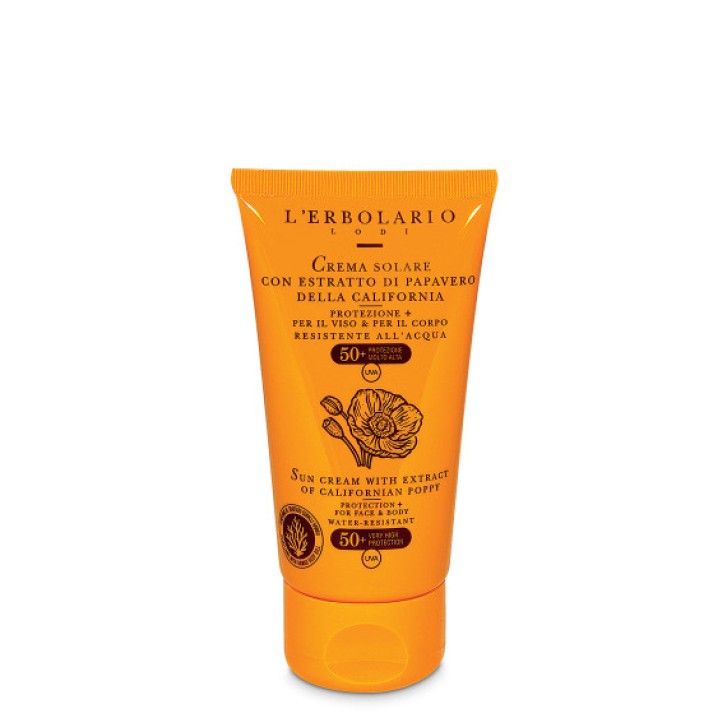 Crema Solare Viso e Corpo SPF 50+ Resistente all\'Acqua 75ml Formato Viaggio - L\'Erbolario