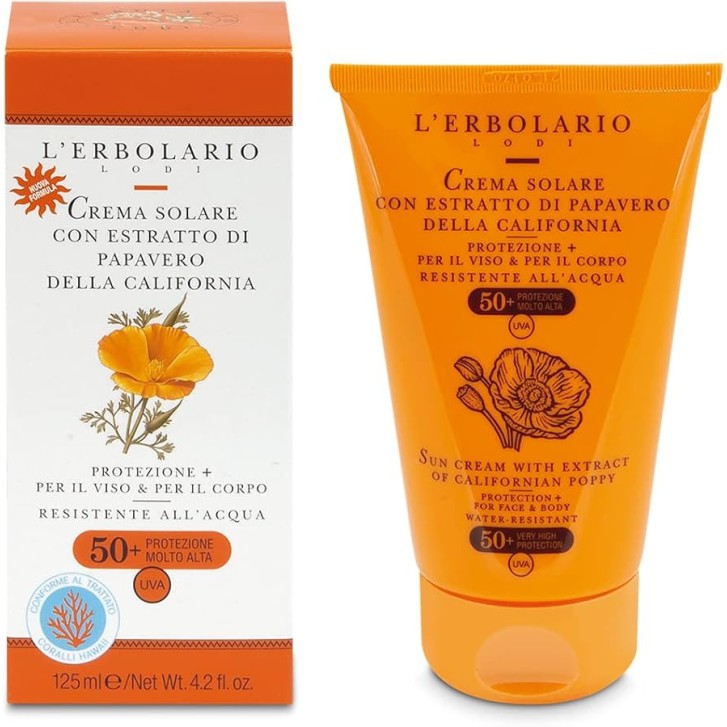 Crema Solare SPF 50+ Resistente all\'Acqua con Estratto di Papavero 125 ml - L\'ERBOLARIO