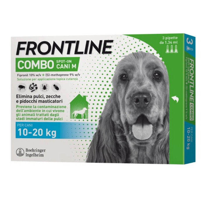 Antiparassitario Spot-On per Cani 10-20kg Protezione Pulci e Zecche 3 Pipette - FRONTLINE