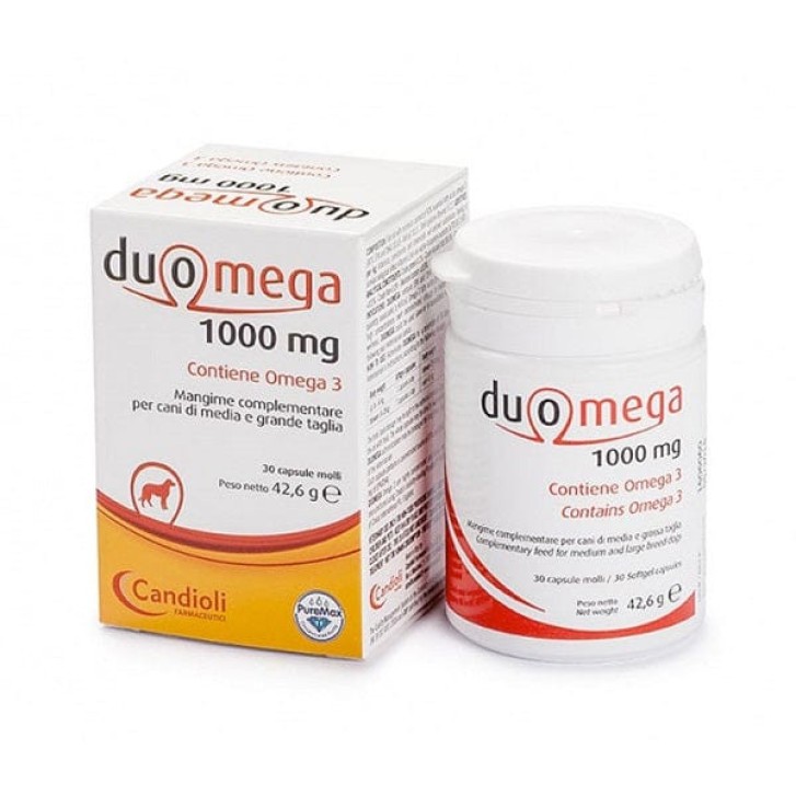 Duomega Integratore Omega 3 EPA DHA 1000mg per Cani Grandi 30 Capsule - CANDIOLI