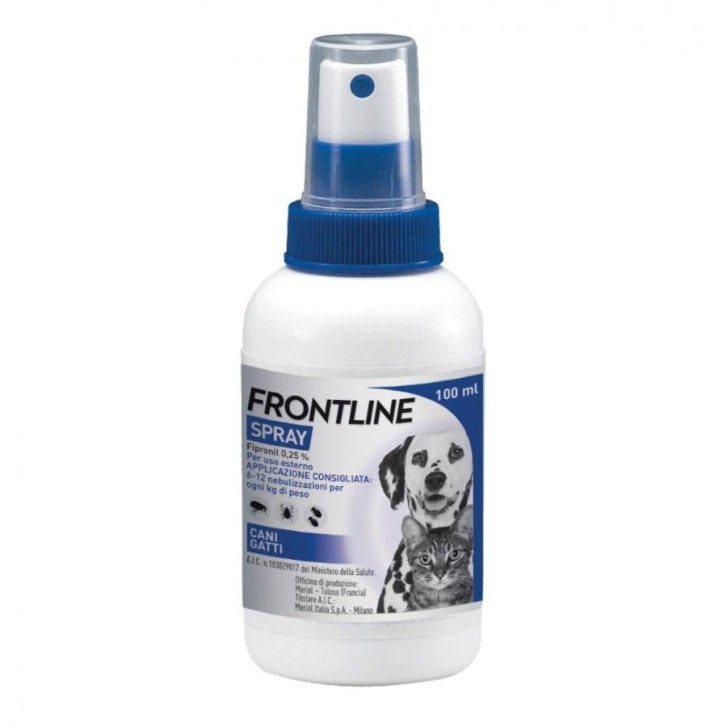 Spray Antiparassitario per Cani e Gatti Contro Zecche Pulci e Pidocchi 100ml - FRONTLINE