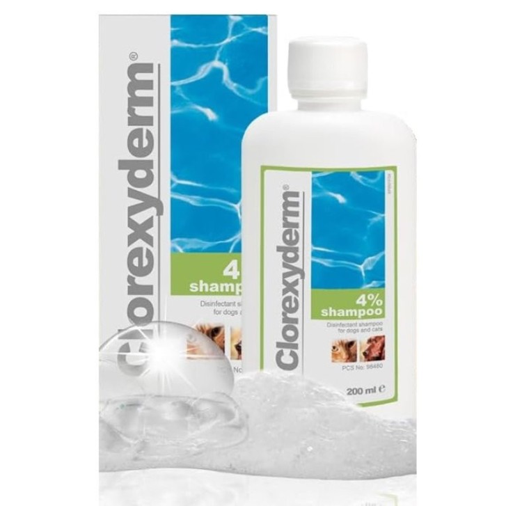 Shampoo Antibatterico 4% Clorexidina per Cani e Gatti Uso Veterinario 250ml - CLOREXYDERM