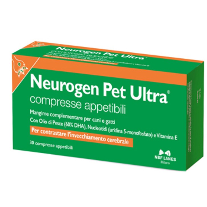 Neurogen Pet Ultra Integratore per Cani e Gatti Anziani con DHA 30 Compresse - N.B.F. LANES