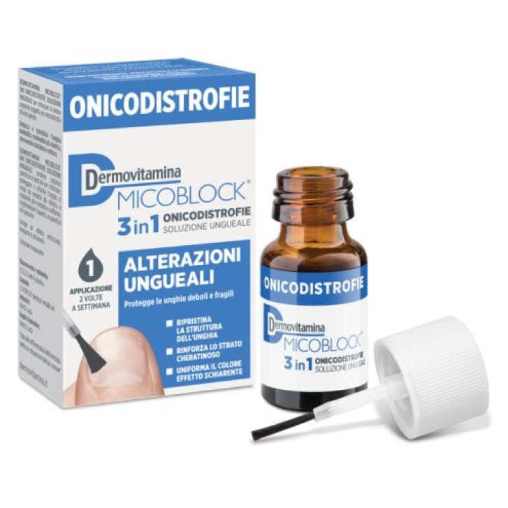 Micoblock Trattamento Unghie 3in1 Rinforza Protegge Schiarisce 7ml - Dermovitamina