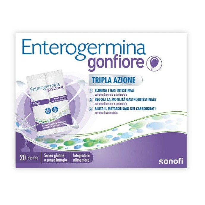 ENTEROGERMINA Probiotico per Gonfiore Senza Glutine e Lattosio 20 Bustine - ENTEROGERMINA